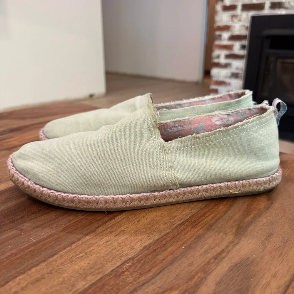 Vionic Beach Laguna Slip On Espadrille Cotton Canvas Loafer Light Green‎ Shoe 11